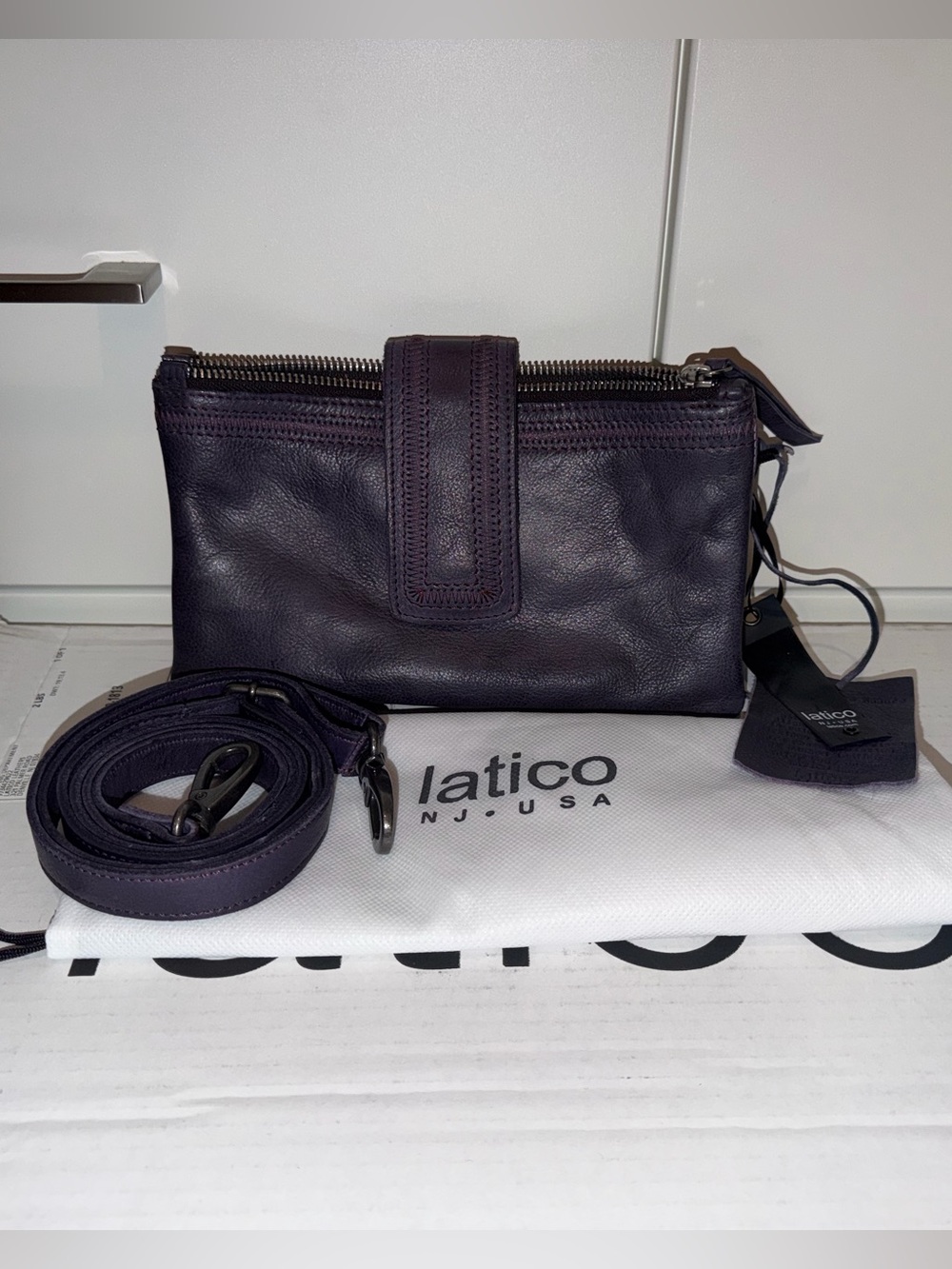 latico Malta Eggplant Leather Crossbody Bag - Picture 4 of 10